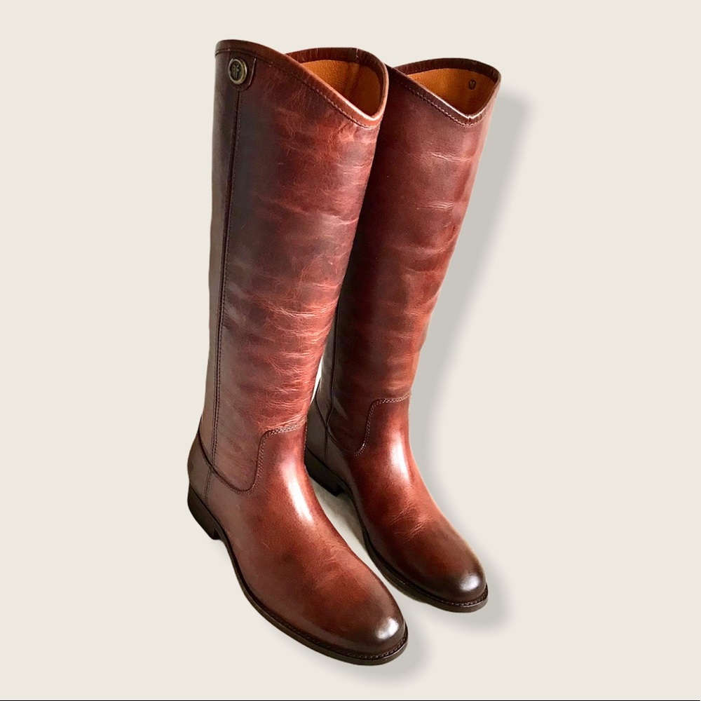Frye Melissa Button 2 Redwood Leather Tall Boots - Picture 13 of 15
